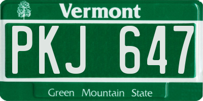 VT license plate PKJ647