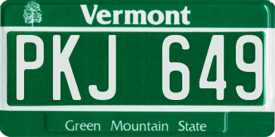 VT license plate PKJ649