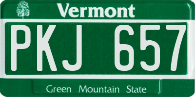 VT license plate PKJ657