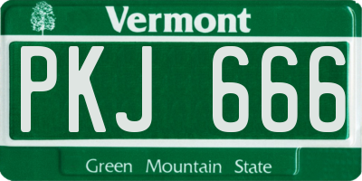 VT license plate PKJ666