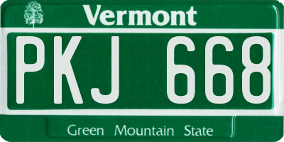 VT license plate PKJ668