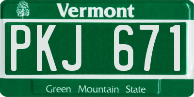 VT license plate PKJ671