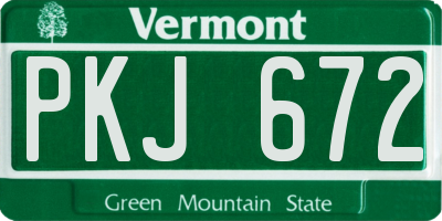 VT license plate PKJ672