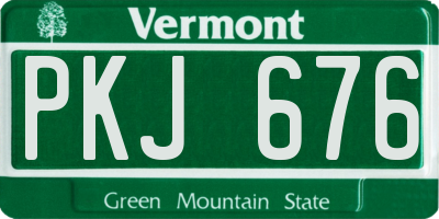 VT license plate PKJ676