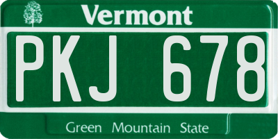 VT license plate PKJ678
