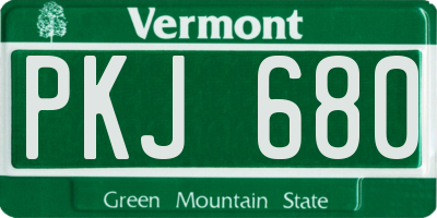 VT license plate PKJ680
