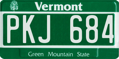 VT license plate PKJ684