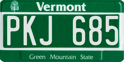 VT license plate PKJ685