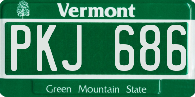 VT license plate PKJ686