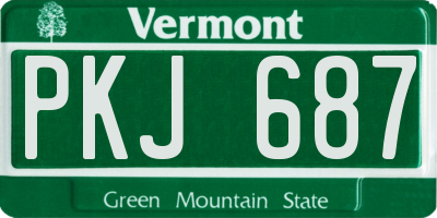 VT license plate PKJ687