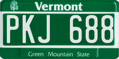 VT license plate PKJ688
