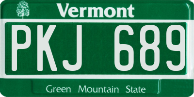 VT license plate PKJ689