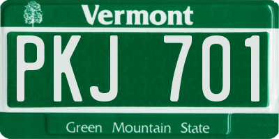 VT license plate PKJ701