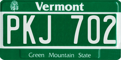 VT license plate PKJ702