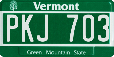 VT license plate PKJ703