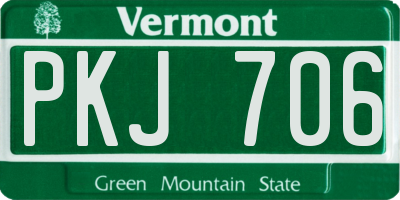 VT license plate PKJ706