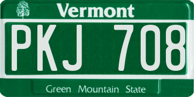VT license plate PKJ708