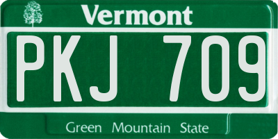 VT license plate PKJ709