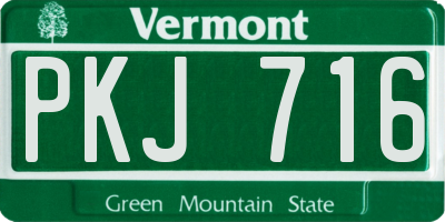 VT license plate PKJ716