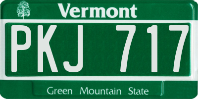 VT license plate PKJ717