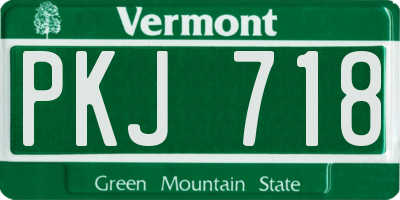 VT license plate PKJ718