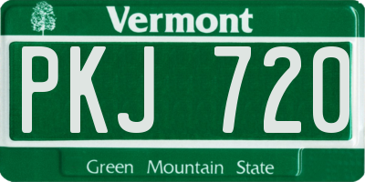VT license plate PKJ720