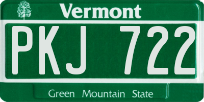 VT license plate PKJ722