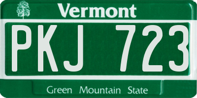 VT license plate PKJ723