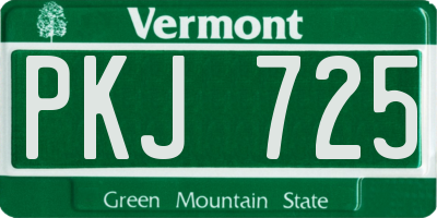 VT license plate PKJ725