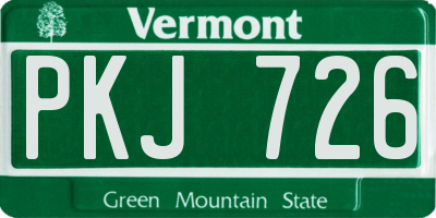 VT license plate PKJ726