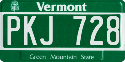 VT license plate PKJ728