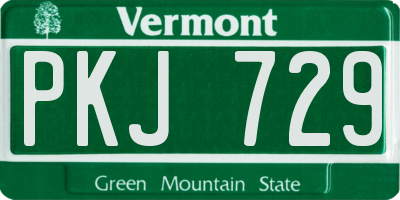 VT license plate PKJ729