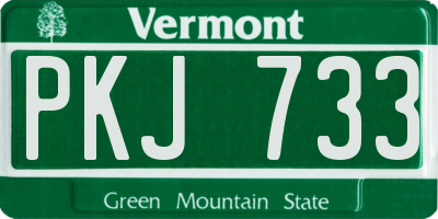 VT license plate PKJ733