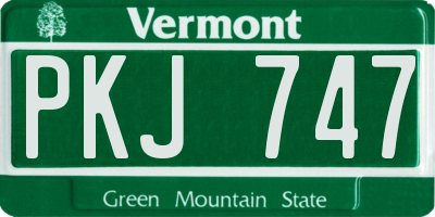 VT license plate PKJ747