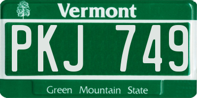 VT license plate PKJ749
