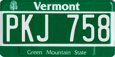 VT license plate PKJ758