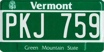 VT license plate PKJ759