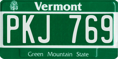 VT license plate PKJ769