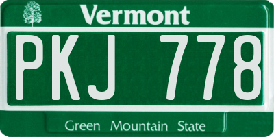 VT license plate PKJ778