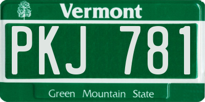 VT license plate PKJ781