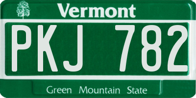 VT license plate PKJ782