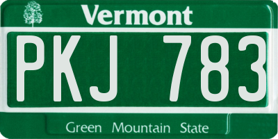 VT license plate PKJ783