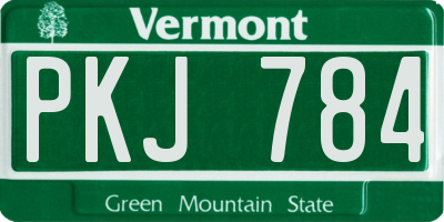 VT license plate PKJ784
