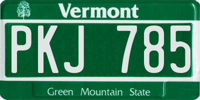 VT license plate PKJ785