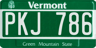 VT license plate PKJ786