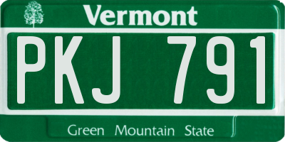 VT license plate PKJ791