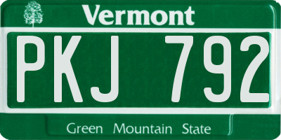 VT license plate PKJ792