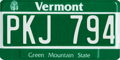 VT license plate PKJ794