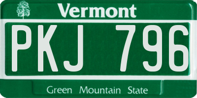 VT license plate PKJ796