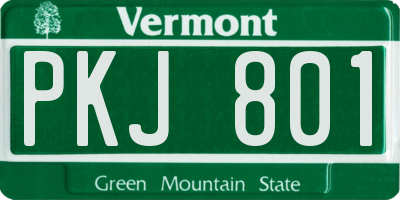VT license plate PKJ801
